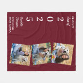 Gepersonaliseerd Afstuderen Burgundy Foto Collage Fleece Deken (Voorkant (Horizontaal))