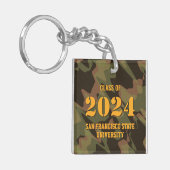 Gepersonaliseerd Afstuderen Camouflage Woodland Gr Sleutelhanger (Voorkant Links)