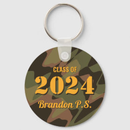 Gepersonaliseerd Afstuderen Camouflage Woodland Gr Sleutelhanger
