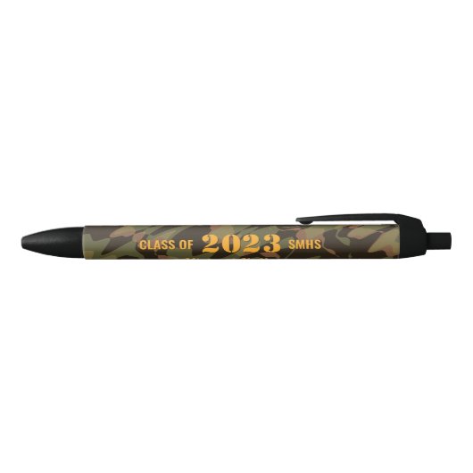 Gepersonaliseerd Afstuderen Camouflage Woodland Gr Zwarte Inkt Pen (Bovenkant)