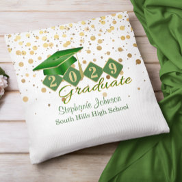 Gepersonaliseerd Afstuderen Confetti Groen & Gold Kussen