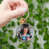 Gepersonaliseerd Afstuderen Eenvoudige foto Sleutelhanger (Hand)