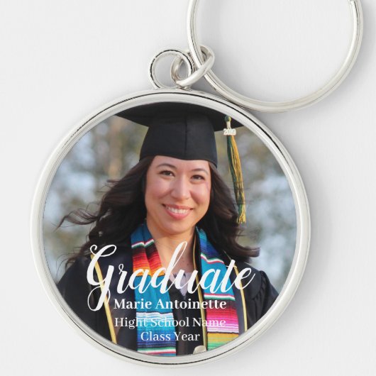 Gepersonaliseerd Afstuderen Eenvoudige foto Sleutelhanger (Voorkant)