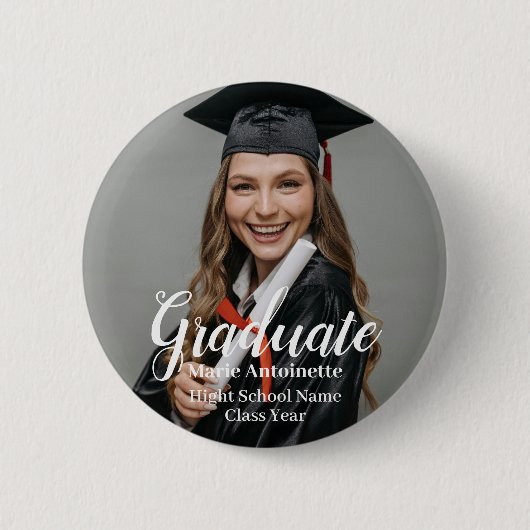 Gepersonaliseerd Afstuderen foto-Afstuderen Ronde Button 5,7 Cm (Voorkant)