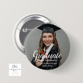 Gepersonaliseerd Afstuderen foto-Afstuderen Ronde Button 5,7 Cm