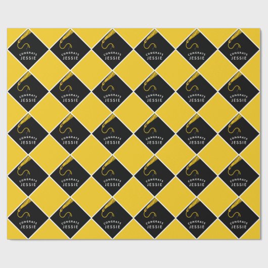 Gepersonaliseerd Afstuderen - Geel cadeaupapier (Vlak)