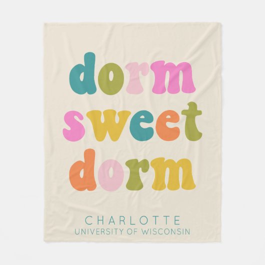 Gepersonaliseerd Afstuderen Gift Colorful Dorm Quo Fleece Deken (Voorkant)
