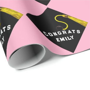 Gepersonaliseerd Afstuderen Gift Pink Cadeaupapier