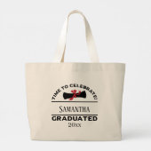 Gepersonaliseerd Afstuderen Gift | Tijd om te vier Grote Tote Bag (Achterkant)