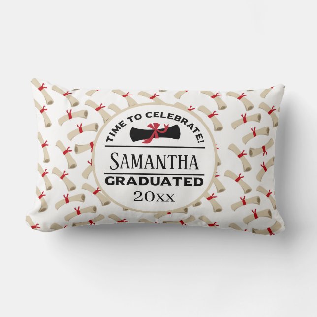 Gepersonaliseerd Afstuderen Gift | Tijd om te vier Kussen (Voorkant)
