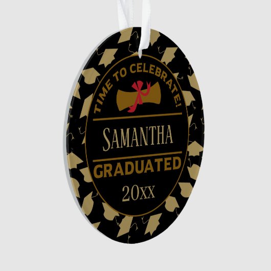 Gepersonaliseerd Afstuderen Gift | Tijd om te vier Ornament (voorkant)