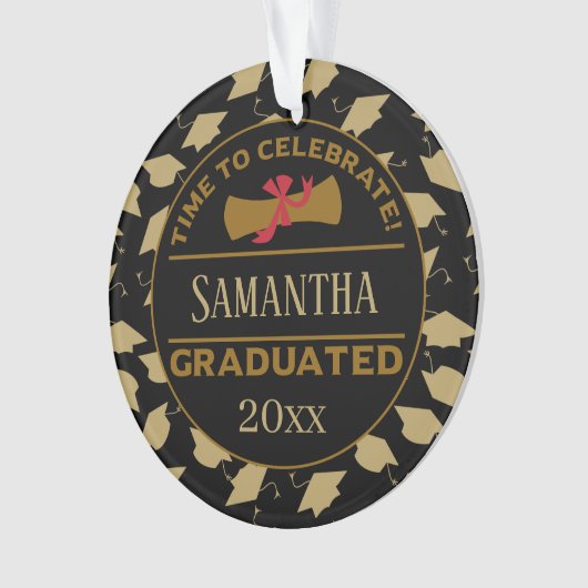 Gepersonaliseerd Afstuderen Gift | Tijd om te vier Ornament (voorkant)