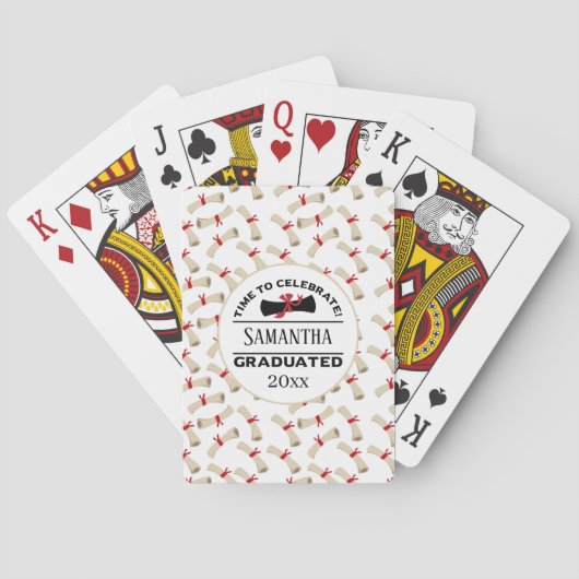 Gepersonaliseerd Afstuderen Gift | Tijd om te vier Pokerkaarten (Achterkant)