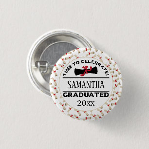 Gepersonaliseerd Afstuderen Gift Tijd om te vier Ronde Button 3,2 Cm