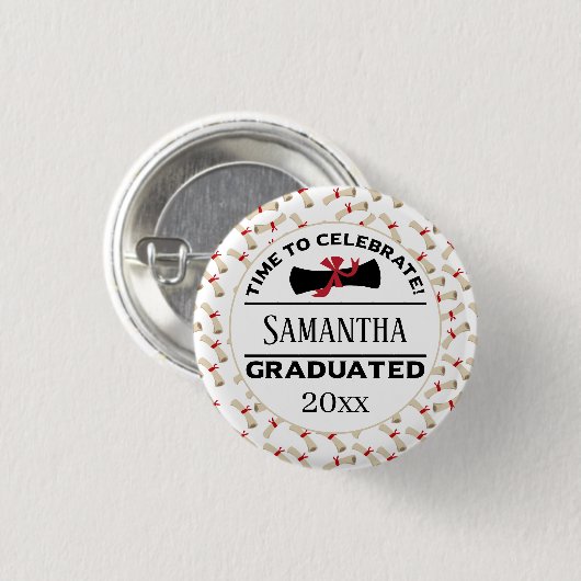 Gepersonaliseerd Afstuderen Gift | Tijd om te vier Ronde Button 3,2 Cm (Voorkant /achterkant)