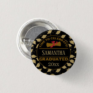 Gepersonaliseerd Afstuderen Gift Tijd om te vier Ronde Button 3,2 Cm