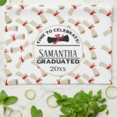 Gepersonaliseerd Afstuderen Gift | Tijd om te vier Theedoek (Gevouwen)