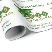Gepersonaliseerd Afstuderen Groen & Goud Cadeaupapier (Rol Hoek)