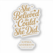 Gepersonaliseerd Afstuderen Inspirerend Gold Scrip Sticker (Voorkant)