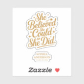 Gepersonaliseerd Afstuderen Inspirerend Gold Scrip Sticker (Vel)