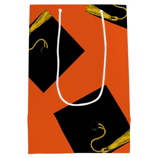 Gepersonaliseerd Afstuderen Oranje Medium Cadeauzakje (Achterkant)