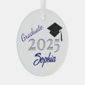 Gepersonaliseerd Afstuderen Ornament Blauw (Voorkant Rechts)