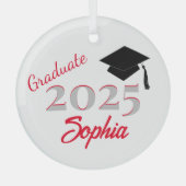 Gepersonaliseerd Afstuderen Ornament Rood (Voorkant)