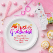 Gepersonaliseerd Afstuderen rood, Oranje Paars Papieren Bordje (Feest)