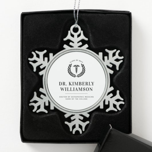 Gepersonaliseerd Afstuderen van de moderne medisch Tin Sneeuwvlok Ornament (Kistje)