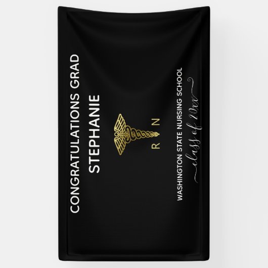 Gepersonaliseerd Afstuderen van de zwarte verpleeg Spandoek (Verticaal)
