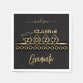 Gepersonaliseerd Afstuderen - Zwart en Goud Servet (Voorkant)