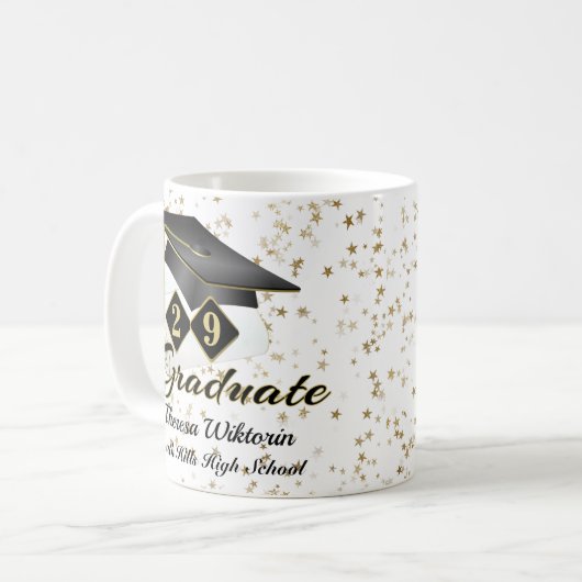 Gepersonaliseerd Afstuderen zwart & Gold 20XX Koffiemok (Voorkant links)