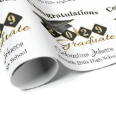 Gepersonaliseerd Afstuderen zwart & goud Cadeaupapier (Rol Hoek)
