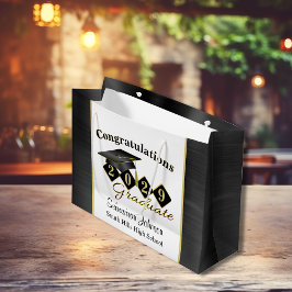 Gepersonaliseerd Afstuderen zwart & goud Groot Cadeauzakje
