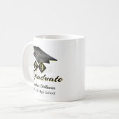 Gepersonaliseerd Afstuderen zwart & goud Koffiemok (Voorkant links)