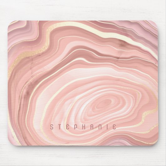 Gepersonaliseerd Agate Geode Blush Pink Gold Muismat (Voorkant)