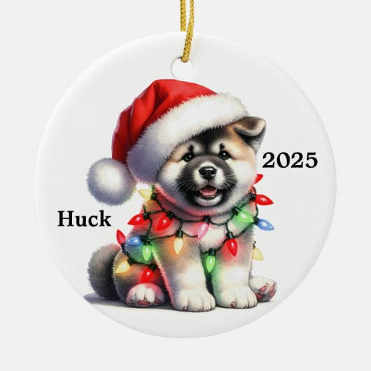 Gepersonaliseerd Akita Kersthond Keramisch Ornament (Voorkant)