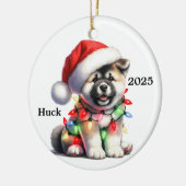 Gepersonaliseerd Akita Kersthond Keramisch Ornament (Links)
