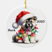 Gepersonaliseerd Akita Kersthond Keramisch Ornament (Achterkant)