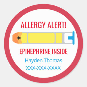 Gepersonaliseerd Alarm Epinefrine Inside Kinder Ronde Sticker