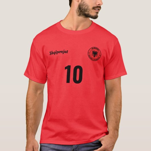 Gepersonaliseerd Albanië Nationaal Team Jersey T-shirt (Voorkant)