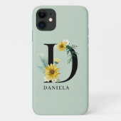 Gepersonaliseerd alfabet D Floral monogram Case-Mate iPhone Case (Achterkant)