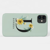 Gepersonaliseerd alfabet D Floral monogram Case-Mate iPhone Case (Achterkant (horizontaal))