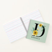 Gepersonaliseerd alfabet D Floral monogram Notitieboek (Binnen)