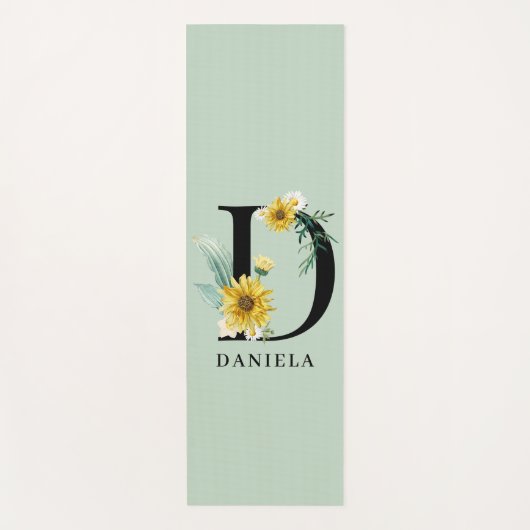 Gepersonaliseerd alfabet D Floral monogram Yogamat (Voorkant)