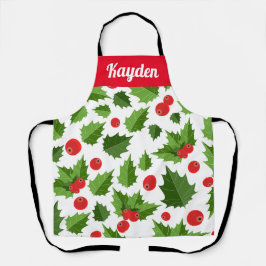 Gepersonaliseerd All-Over Print Kerstfeestdag Apro Schort