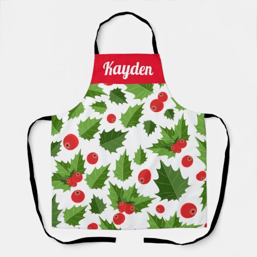 Gepersonaliseerd All-Over Print Kerstfeestdag Apro Schort (Voorkant)