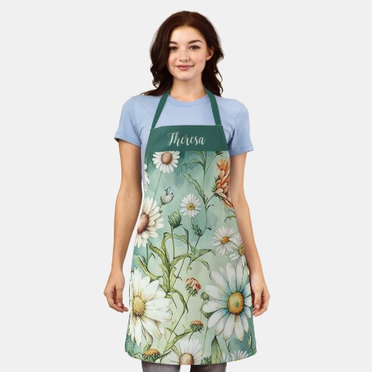 Gepersonaliseerd All-Over Print Schort, Daisy Scho Schort (Gedragen)