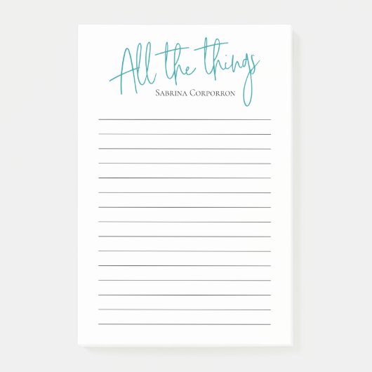 Gepersonaliseerd Alle dingen om Blauwgroen een lij Post-it® Notes (Voorkant)