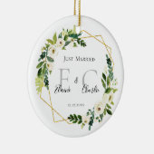 Gepersonaliseerd Alleen getrouwd Names Mr & Mrs. Keramisch Ornament (Rechts)